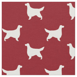 Tecido Gordon Setter Silhouettes Padrão Vermelho e Branco