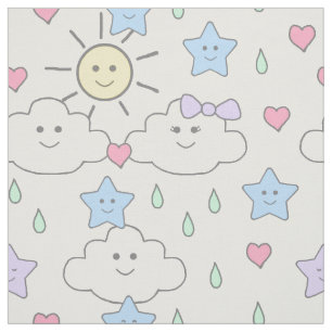Tecido Gotas de chuva nas estrelas das nuvens