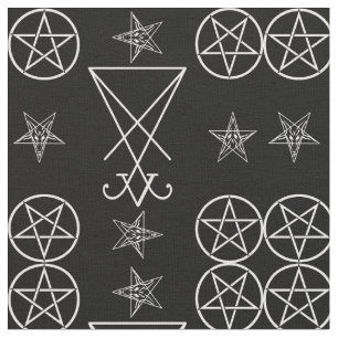 Tecido Gótico oculto Lucifer Sigil Pentagramas