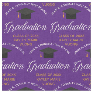 Tecido Graduação em Ouro Roxo Personalizada Graduado