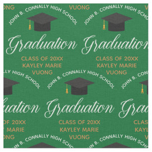Tecido Graduação Personalizada do Formando Dourado Verde