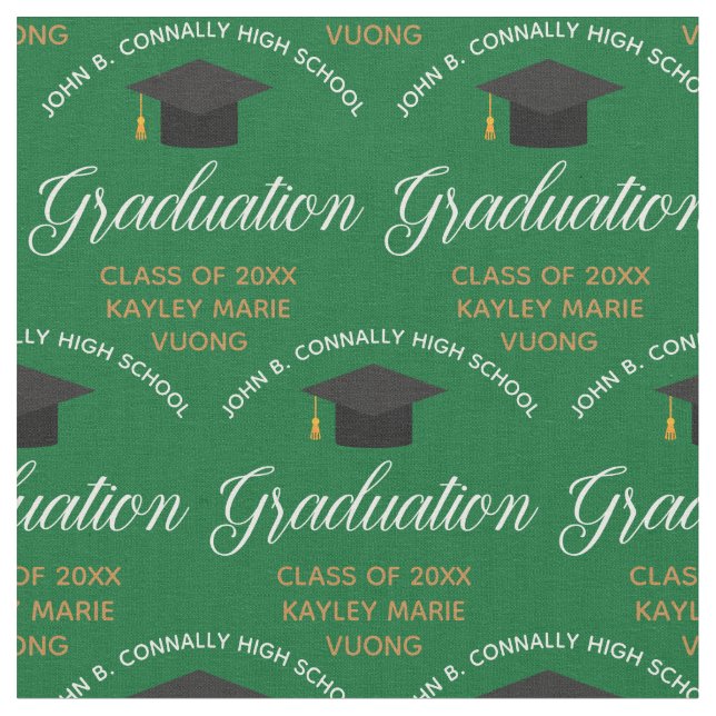 Tecido Graduação Personalizada do Formando Dourado Verde (Detalhe)