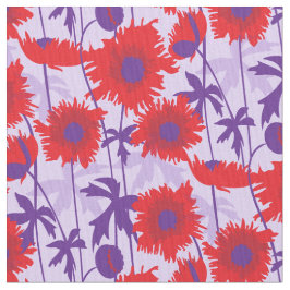 Tecido gráfico floral roxo vermelho púrpura
