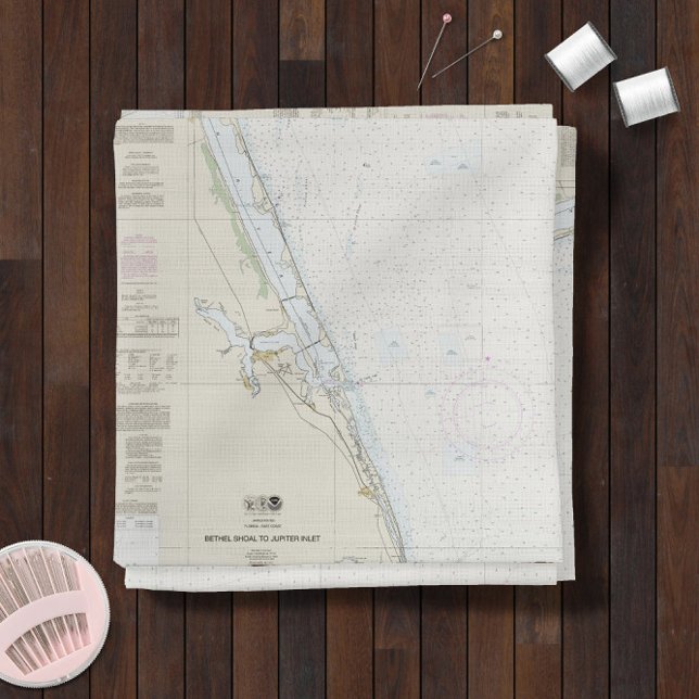 Tecido Gráfico náutico Autenticado ⚓ Flórida (⚓ Florida Authentic Nautical Chart Fabric -- Choose from 7 Types of Fabric!)