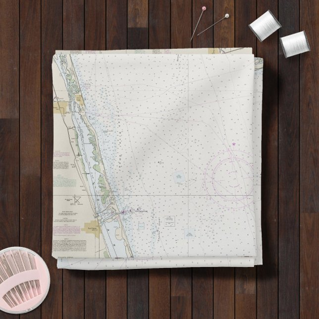 Tecido Gráfico náutico Autêntico da Flórida Oriental ⚓ (East Coast Florida ⚓ Authentic Nautical Chart -- Choose from 7 Fabric Types)