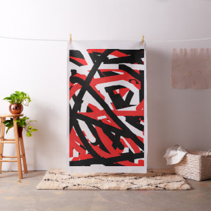 Tecido Grafite preto, branco e vermelho