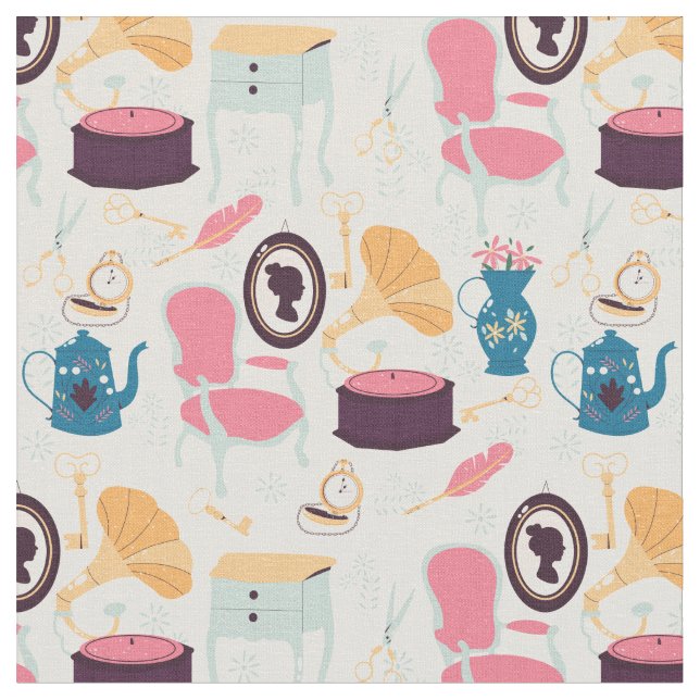 Tecido gramofone fonógrafo antigo vitoriano (Detalhe)