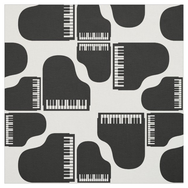 Tecido Grand Piano - Padrão Retro Black & White Música (Modelo)