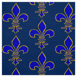 Tecido Grande teste padrão azul escuro e Dourado da flor