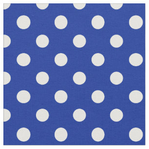 Tecido Grandes bolinhas - branco no azul imperial