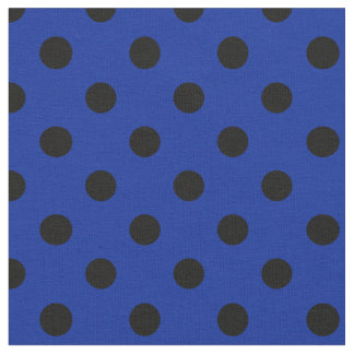 Tecido Grandes bolinhas - preto no azul imperial