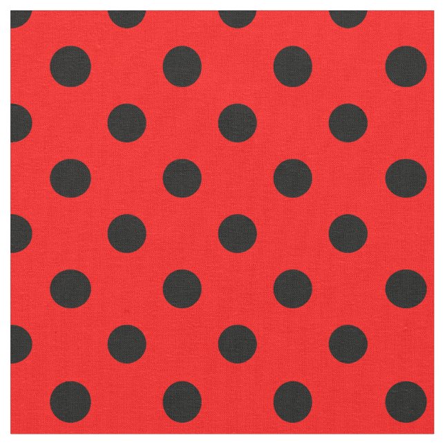Tecido Grandes bolinhas - preto no vermelho (Detalhe)