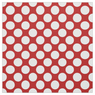 Tecido Grandes pontos retros - branco e vermelho