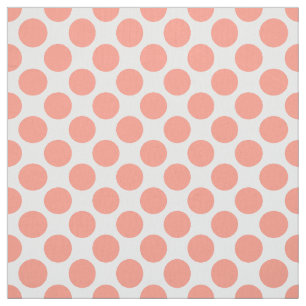 Tecido Grandes pontos retros - cor-de-rosa coral e branco