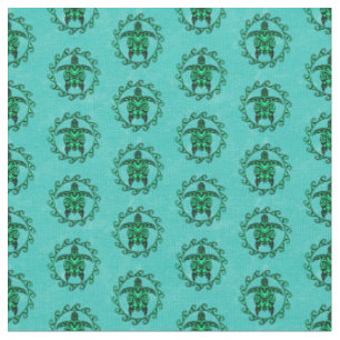 Tecido Green Black Maori Sun - Símbolo das tartarugas tri