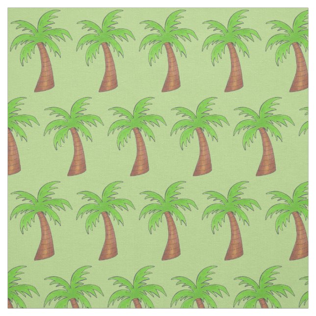 Tecido Green Palm Tree Tropical Island Hawaii Beach Vacay (Modelo)