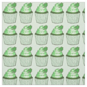 Tecido Green Shamrock Cupcake o dia de São Patrício