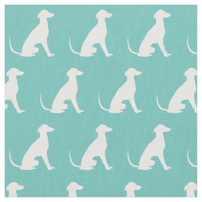 Tecido Greyhound Dog Silhout Pet Teal (Detalhe)