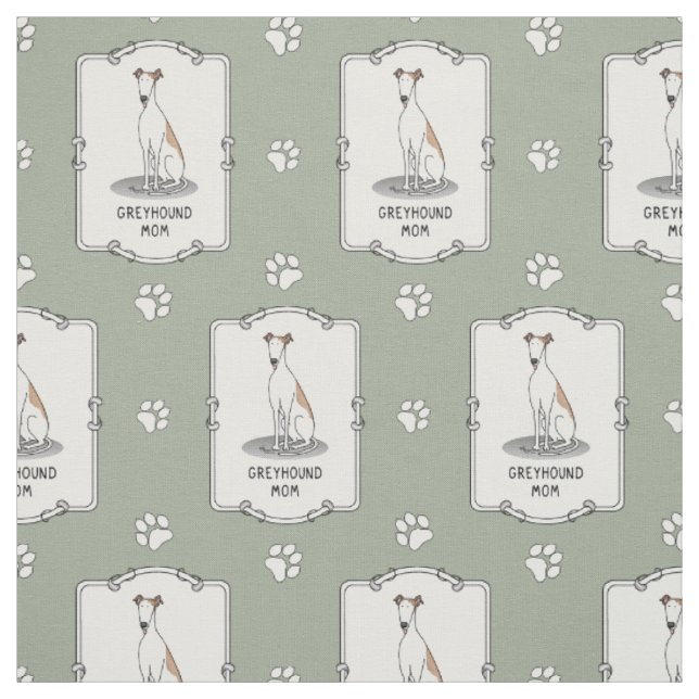 Tecido Greyhound Mãe (branco) Cachorro Bonito Mamãe Engra (Modelo)