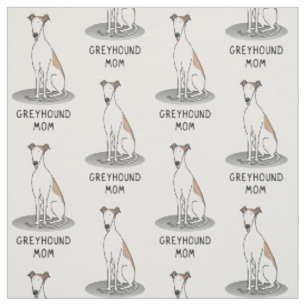 Tecido Greyhound Mãe (branco) Cachorro Bonito Mamãe Engra