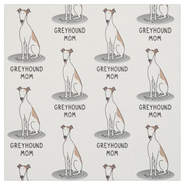Tecido Greyhound Mãe (branco) Cachorro Bonito Mamãe Engra (Modelo)