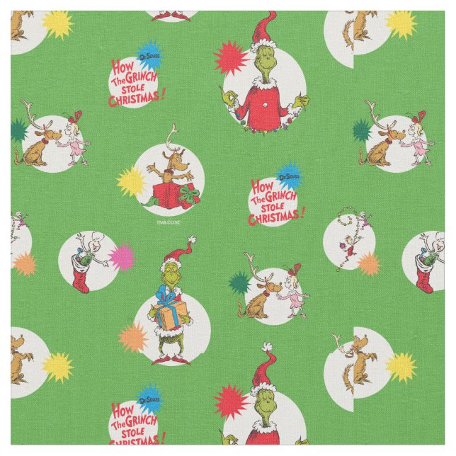 Tecido Grinch | Padrão de Pontos de Natal (Detalhe)