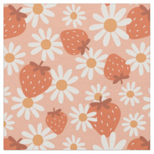 Tecido Groovy Daisy Impressão de Morango Verão Primavera 