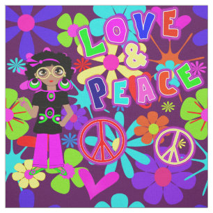 Tecido Groovy De Energia Hippie Flower Do Love & Peace 60