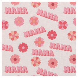 Tecido Groovy Hippy Mama Pink Texto Palavras e Flores
