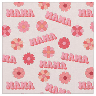 Tecido Groovy Hippy Mama Pink Texto Palavras e Flores