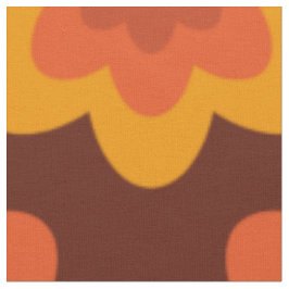 Tecido Groovy retro 70s com flor de laranja hippie hippie