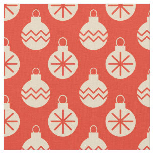 Tecido Groovy Retro Christmas Bauble Decorations Red