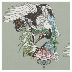 Tecido grua japonesa no jardim