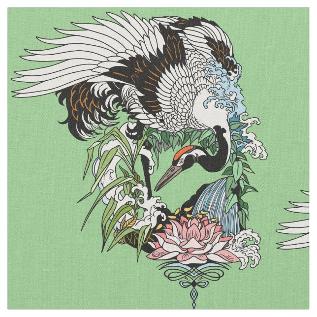 Tecido grua japonesa no jardim (Detalhe)