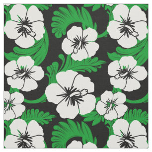 Tecido Grupo preto floral do costume do hibiscus havaiano