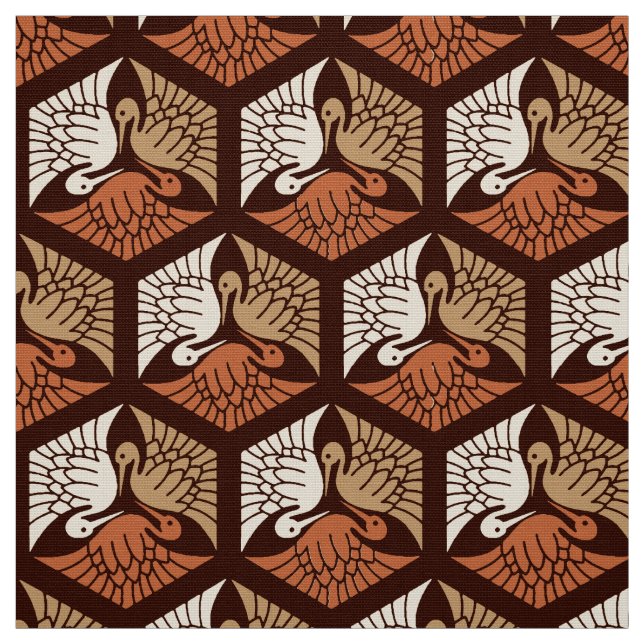 Tecido Guindastes, Tan, oxidação & castanho chocolate (Modelo)
