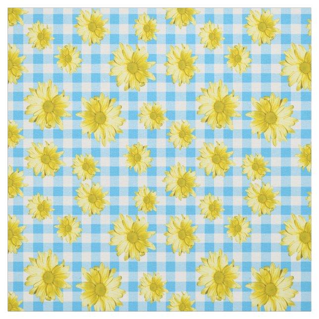 Tecido Guingão amarelo do branco de turquesa da margarida (Modelo)