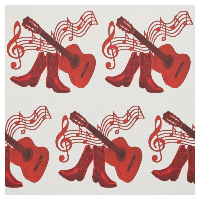 Tecido Guitarra vermelha e botas da música ocidental do (Modelo)