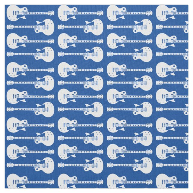 Tecido Guitarras Elétricas Gráfico em Branco (Modelo)