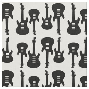 Tecido Guitarras Retro Padrão B&W Guitarras Elétricas