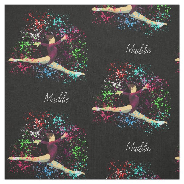 Tecido Gymnastics Salta Paint Splatter com nome opcional (Modelo)