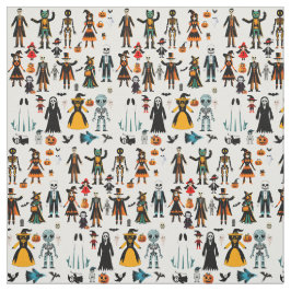 Tecido Halloween Bruxas Monstros e Skeletons
