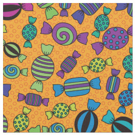 Tecido Halloween Candy Treats on Orange Pattern