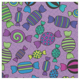 Tecido Halloween Candy Treats on Purple Pattern