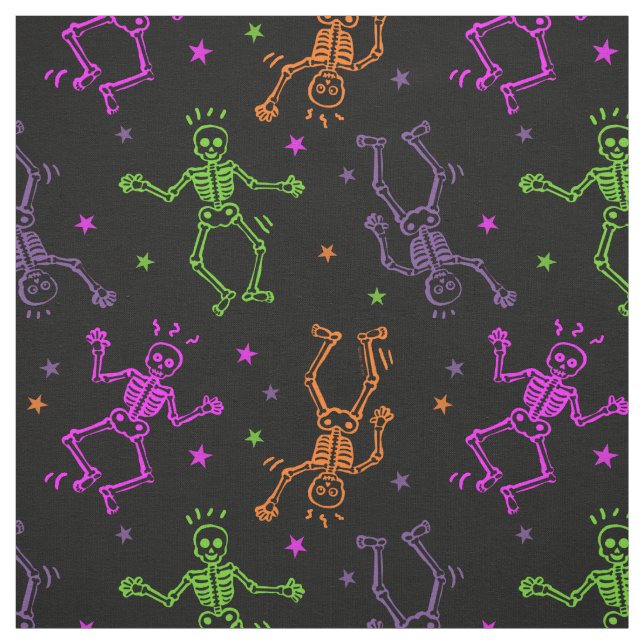 Tecido Halloween Dancing Skeletons (Modelo)