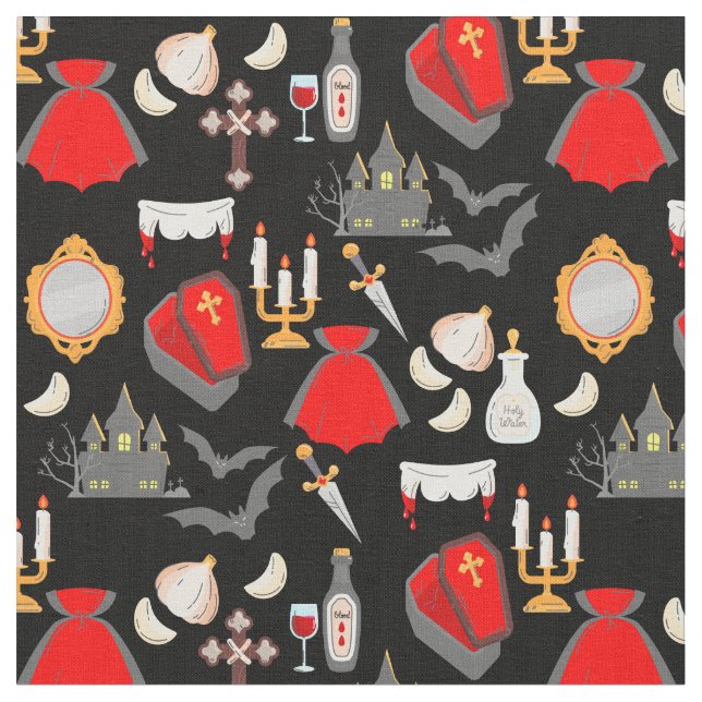 Tecido halloween gothic vampire garlic holy water fangs (Detalhe)