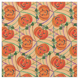 Tecido Halloween Jack o'lantern Cobwebs Pattern Pumpkins