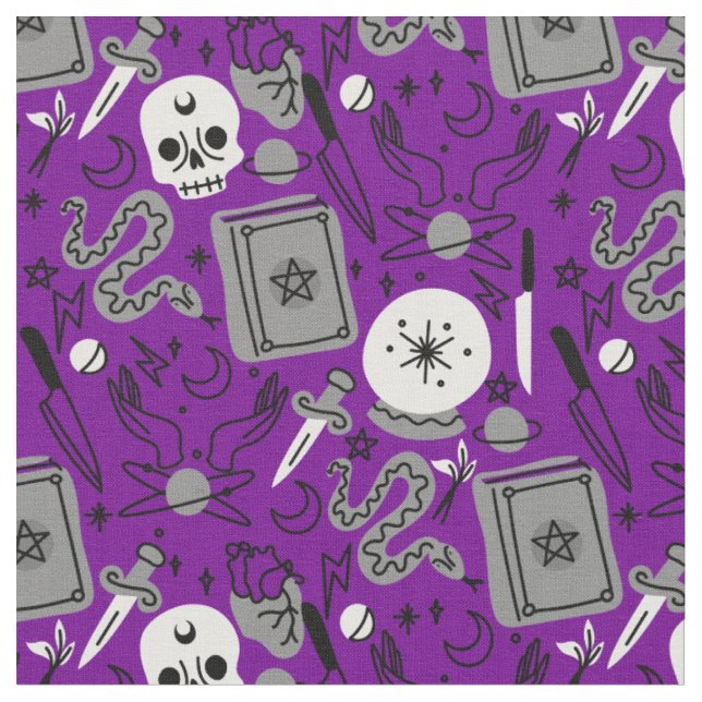 Tecido halloween oculto mágico místico esotérico roxo (Detalhe)