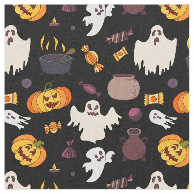 Tecido Halloween Pumpkin Witch Ghost Patterno (Detalhe)
