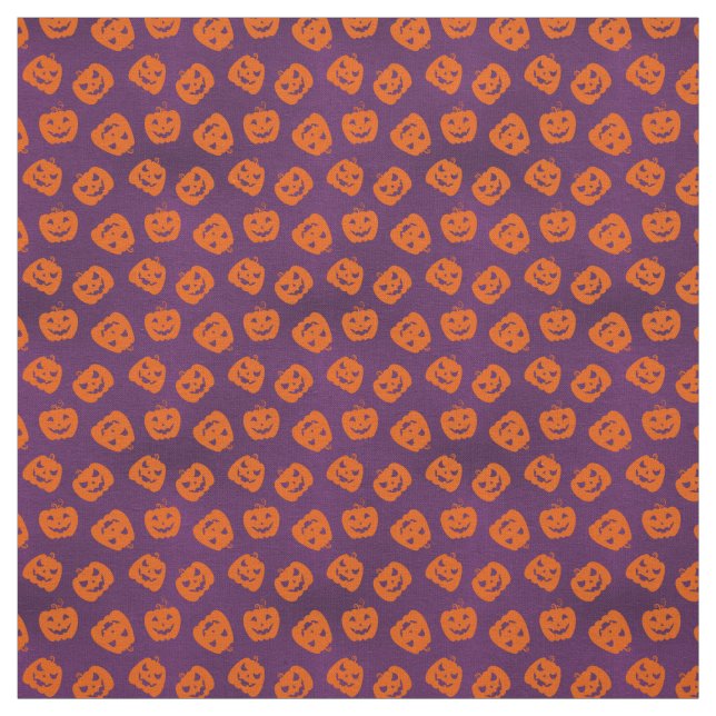 Tecido Halloween Pumpkins sobre o padrão de fundo roxo (Modelo)